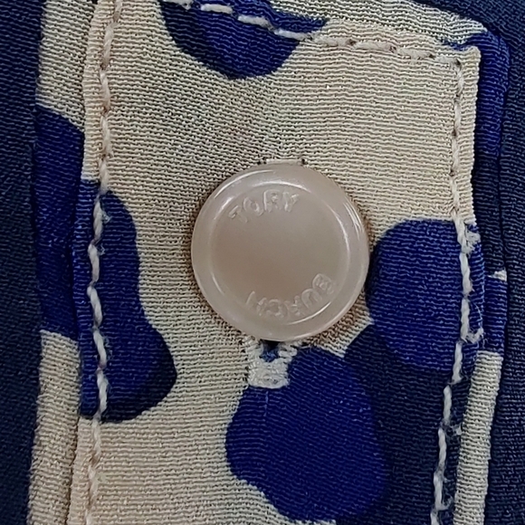 Tory Burch Robin Silk Blue Cheetah Print Long Sleeve Tunic Blouse Women's Size 2 - Picture 9 of 14